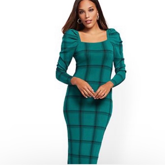 New York & Company Dresses & Skirts - NEW YORK & COMPANY Long Puffy Sleeve Sweater Midi Dress